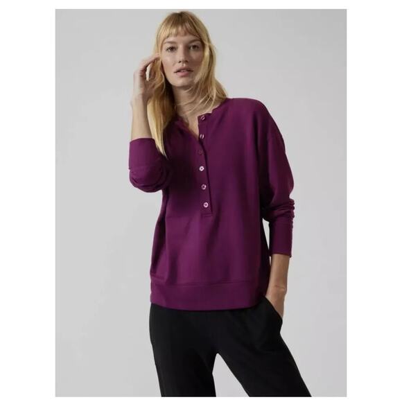 Athleta Balance Henley Sweatshirt Purple Size Small - Picture 1 of 7
